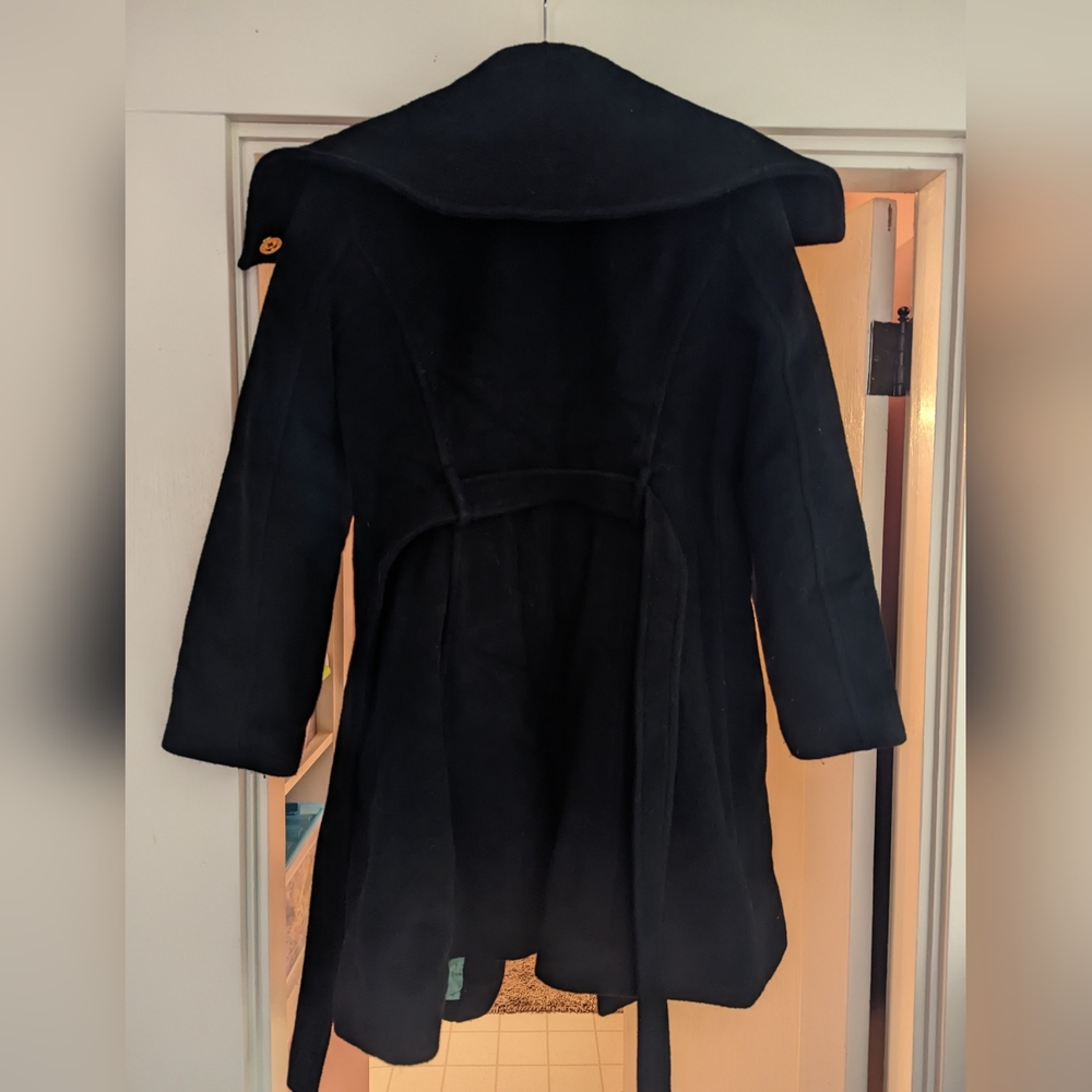 Black wool coach coat